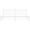 Metal Bed Frame without Mattress with Headboard White 193x203cm