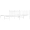 Metal Bed Frame without Mattress with Headboard White 193x203cm