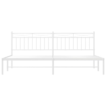 Metal Bed Frame without Mattress with Headboard White 200x200cm