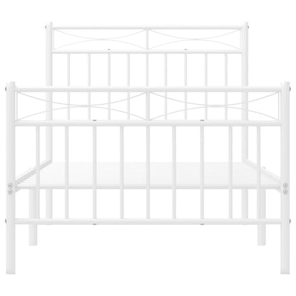 Metal Bed Frame without Mattress with Footboard White 90x190cm