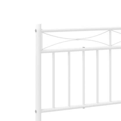 Metal Bed Frame without Mattress with Footboard White 100x190cm