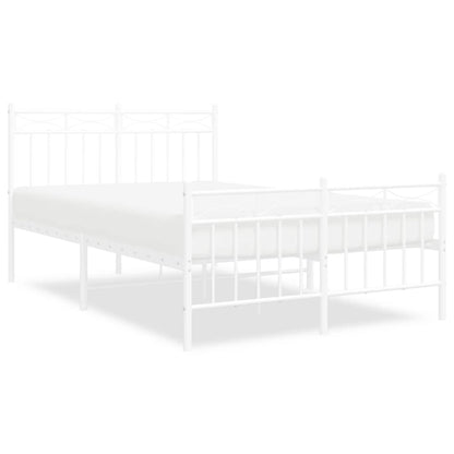 Metal Bed Frame without Mattress with Footboard White 120x200cm