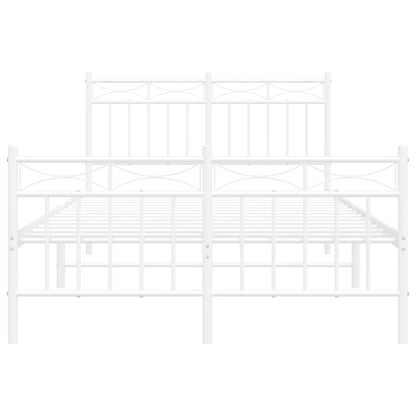 Metal Bed Frame without Mattress with Footboard White 120x200cm