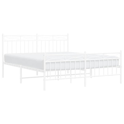 Metal Bed Frame with Headboard and Footboard White 150x200 cm King Size