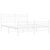 Metal Bed Frame with Headboard and Footboard White 150x200 cm King Size