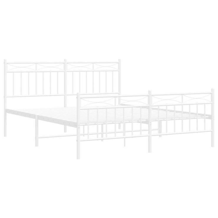Metal Bed Frame with Headboard and Footboard White 150x200 cm King Size