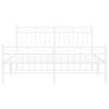 Metal Bed Frame with Headboard and Footboard White 150x200 cm King Size