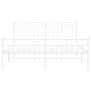 Metal Bed Frame with Headboard and Footboard White 150x200 cm King Size