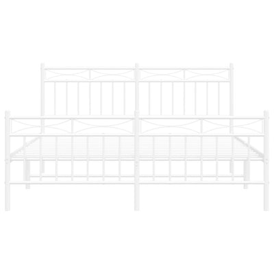 Metal Bed Frame with Headboard and Footboard White 150x200 cm King Size
