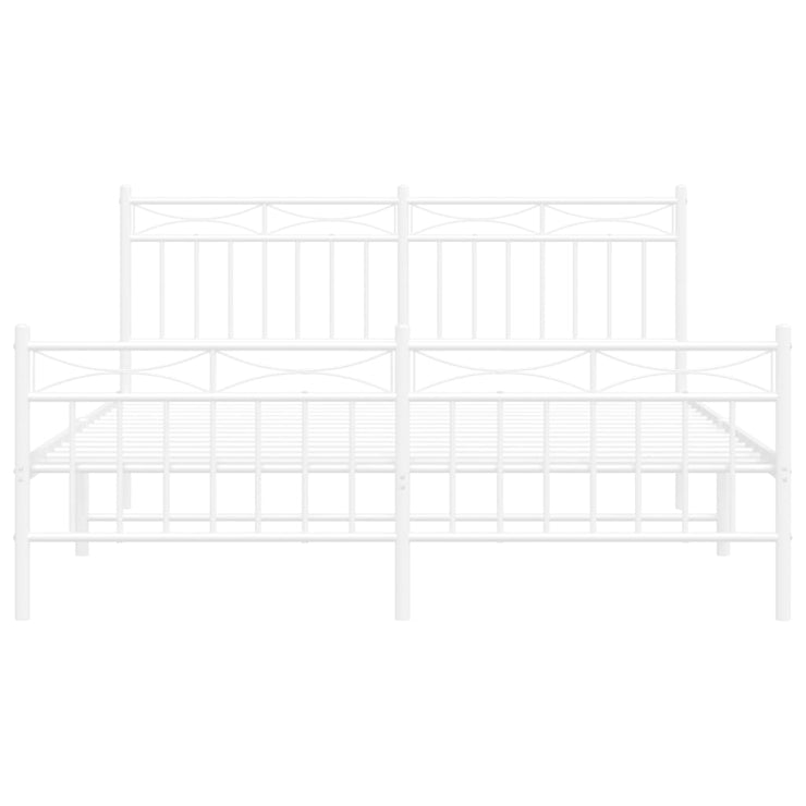 Metal Bed Frame with Headboard and Footboard White 150x200 cm King Size