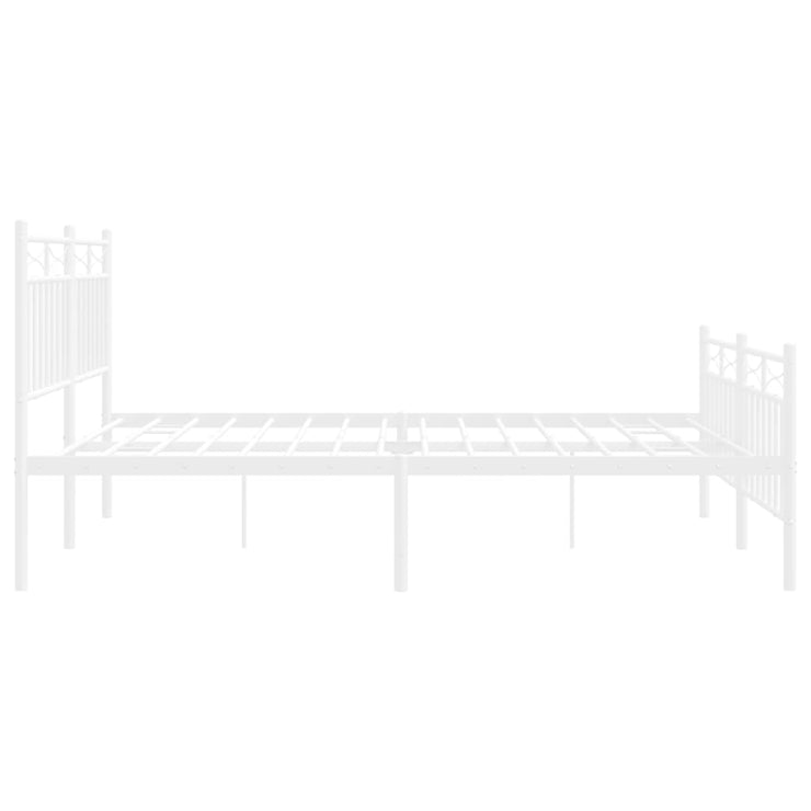 Metal Bed Frame with Headboard and Footboard White 150x200 cm King Size