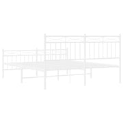 Metal Bed Frame with Headboard and Footboard White 150x200 cm King Size
