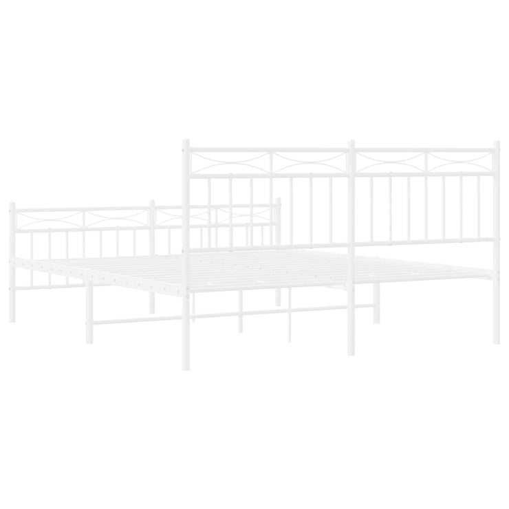 Metal Bed Frame with Headboard and Footboard White 150x200 cm King Size