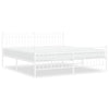 Metal Bed Frame without Mattress with Footboard White 183x213cm