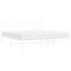 Metal Bed Frame without Mattress with Footboard White 183x213cm