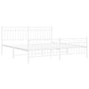 Metal Bed Frame without Mattress with Footboard White 183x213cm
