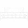 Metal Bed Frame without Mattress with Footboard White 183x213cm
