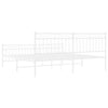 Metal Bed Frame without Mattress with Footboard White 183x213cm