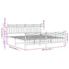 Metal Bed Frame without Mattress with Footboard White 183x213cm