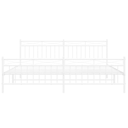 Metal Bed Frame without Mattress with Footboard White 193x203cm