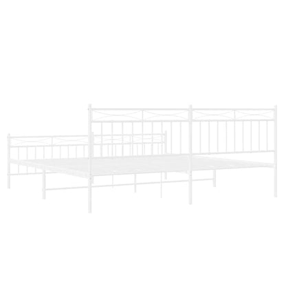 Metal Bed Frame without Mattress with Footboard White 193x203cm