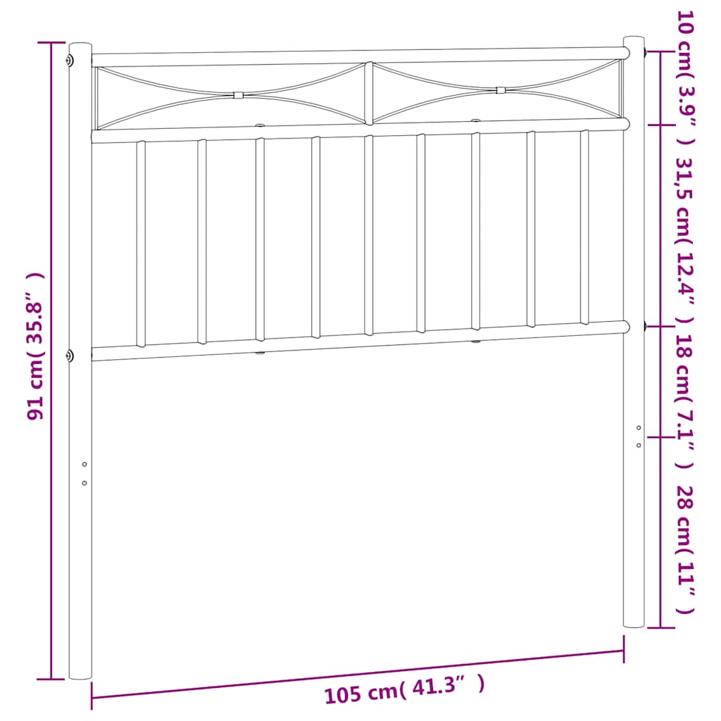 Metal Replace Headboard White 100 cm