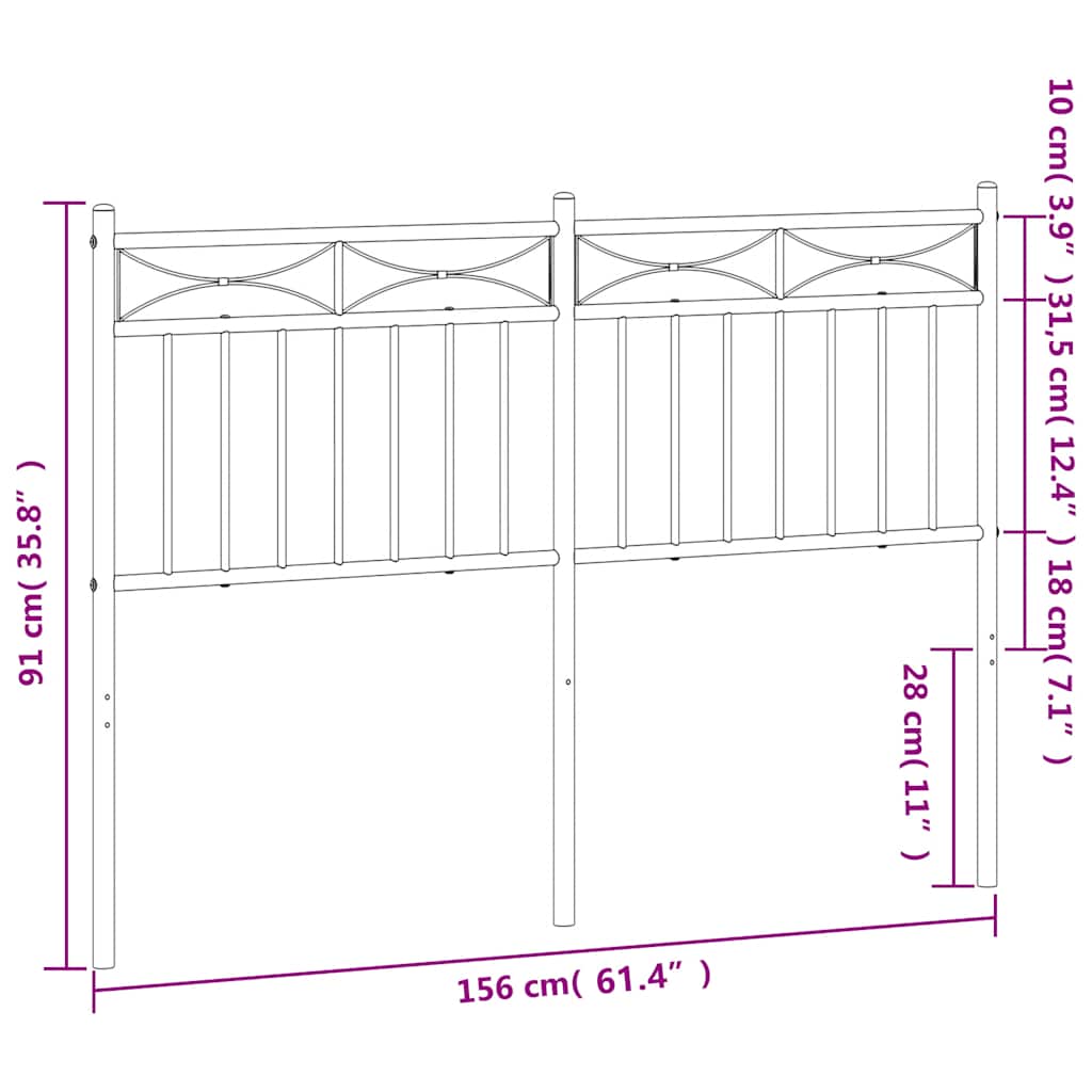 Metal Replace Headboard White 150 cm