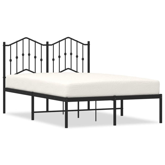 Metal Bed Frame without Mattress with Headboard Black 120x190cm