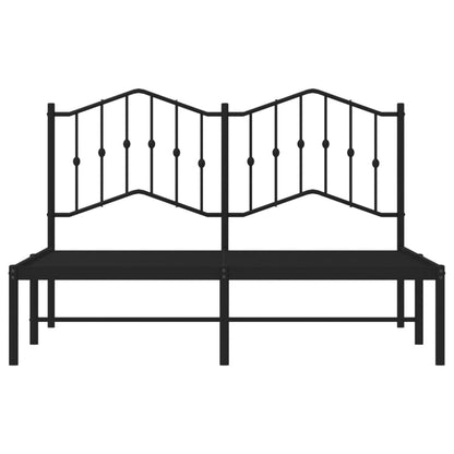 Metal Bed Frame without Mattress with Headboard Black 140x190cm