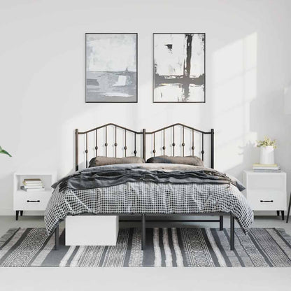 Metal Bed Frame without Mattress with Headboard Black 150x200cm