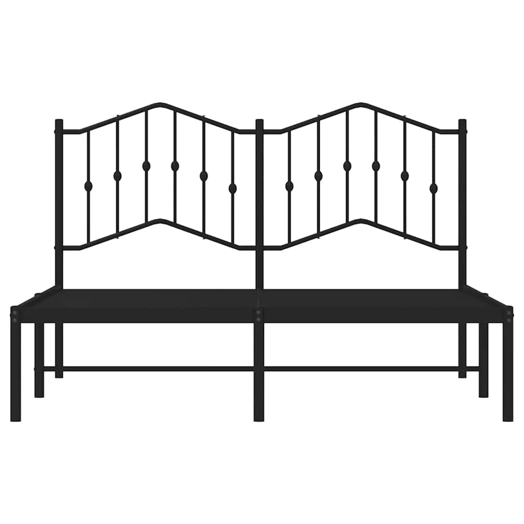 Metal Bed Frame without Mattress with Headboard Black 150x200cm