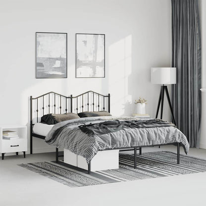 Metal Bed Frame without Mattress with Headboard Black 150x200cm