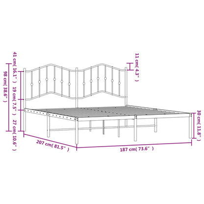 Metal Bed Frame without Mattress with Headboard Black 180x200cm