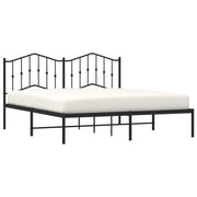 Metal Bed Frame without Mattress with Headboard Black 183x213cm