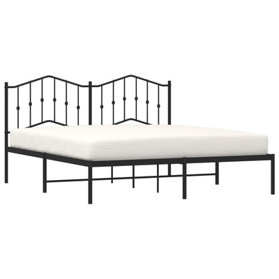 Metal Bed Frame without Mattress with Headboard Black 183x213cm