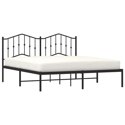 Metal Bed Frame without Mattress with Headboard Black 183x213cm