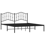 Metal Bed Frame without Mattress with Headboard Black 183x213cm