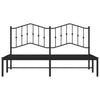 Metal Bed Frame without Mattress with Headboard Black 183x213cm