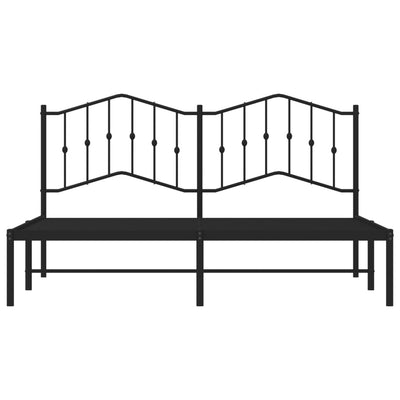 Metal Bed Frame without Mattress with Headboard Black 183x213cm