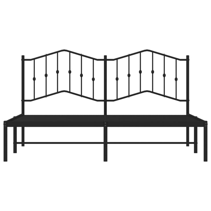 Metal Bed Frame without Mattress with Headboard Black 183x213cm