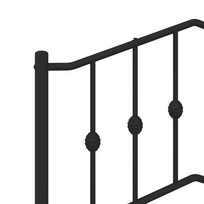 Metal Bed Frame without Mattress with Headboard Black 183x213cm