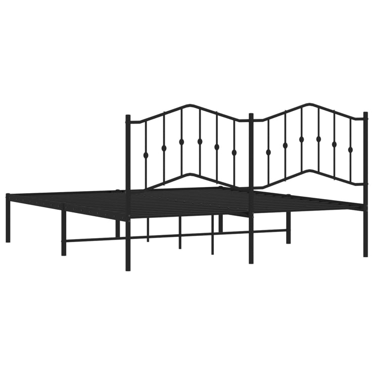 Metal Bed Frame without Mattress with Headboard Black 183x213cm