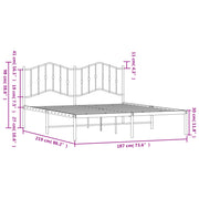 Metal Bed Frame without Mattress with Headboard Black 183x213cm