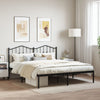 Metal Bed Frame without Mattress with Headboard Black 183x213cm