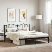 Metal Bed Frame without Mattress with Headboard Black 183x213cm