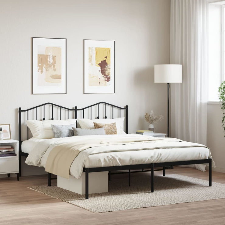 Metal Bed Frame without Mattress with Headboard Black 183x213cm