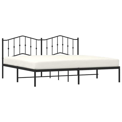 Metal Bed Frame without Mattress with Headboard Black 193x203cm