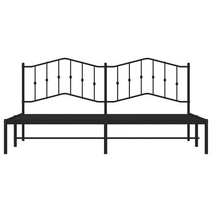 Metal Bed Frame without Mattress with Headboard Black 193x203cm