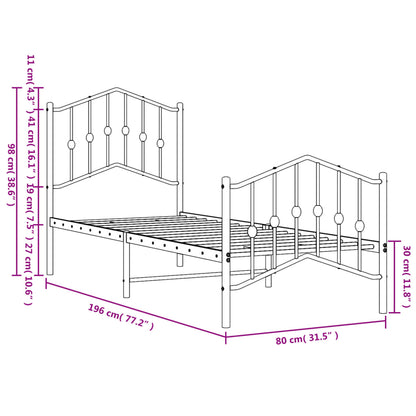 Bed Frame | Black | Powder-Coated Steel | Small Single | Bed Frame