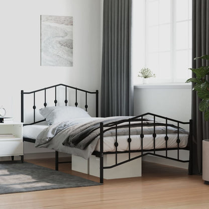 Bed Frame | Black | Powder-Coated Steel | 107x203 cm | Bed Frame